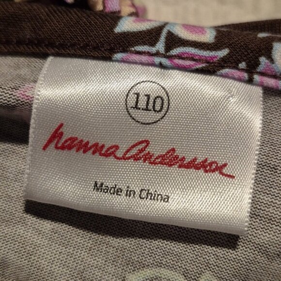 Hanna Andersson girls size 110 or 5 brown dress with multi colored flower design - Picture 3 of 6